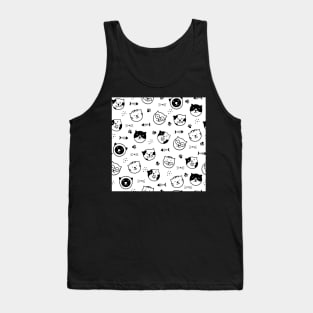 Cute black and white cat pattern Tank Top